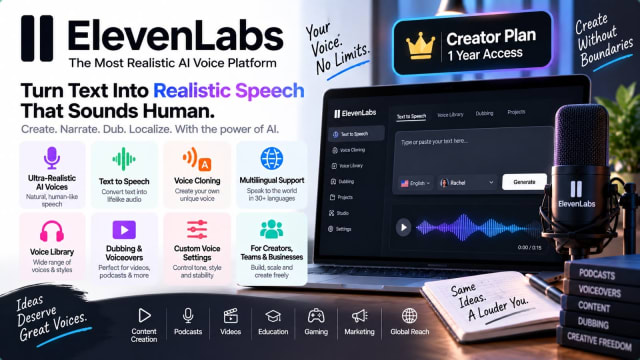ElevenLabs Creator — 1 Year