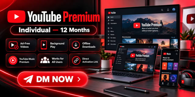 ▶️ YouTube Premium Individual — 12 Months
