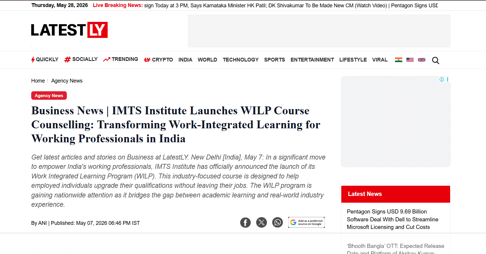 IMTS Institute Launches WILP Course Counselling – Transforming Work-Integrated Learning for Working Professionals in India
