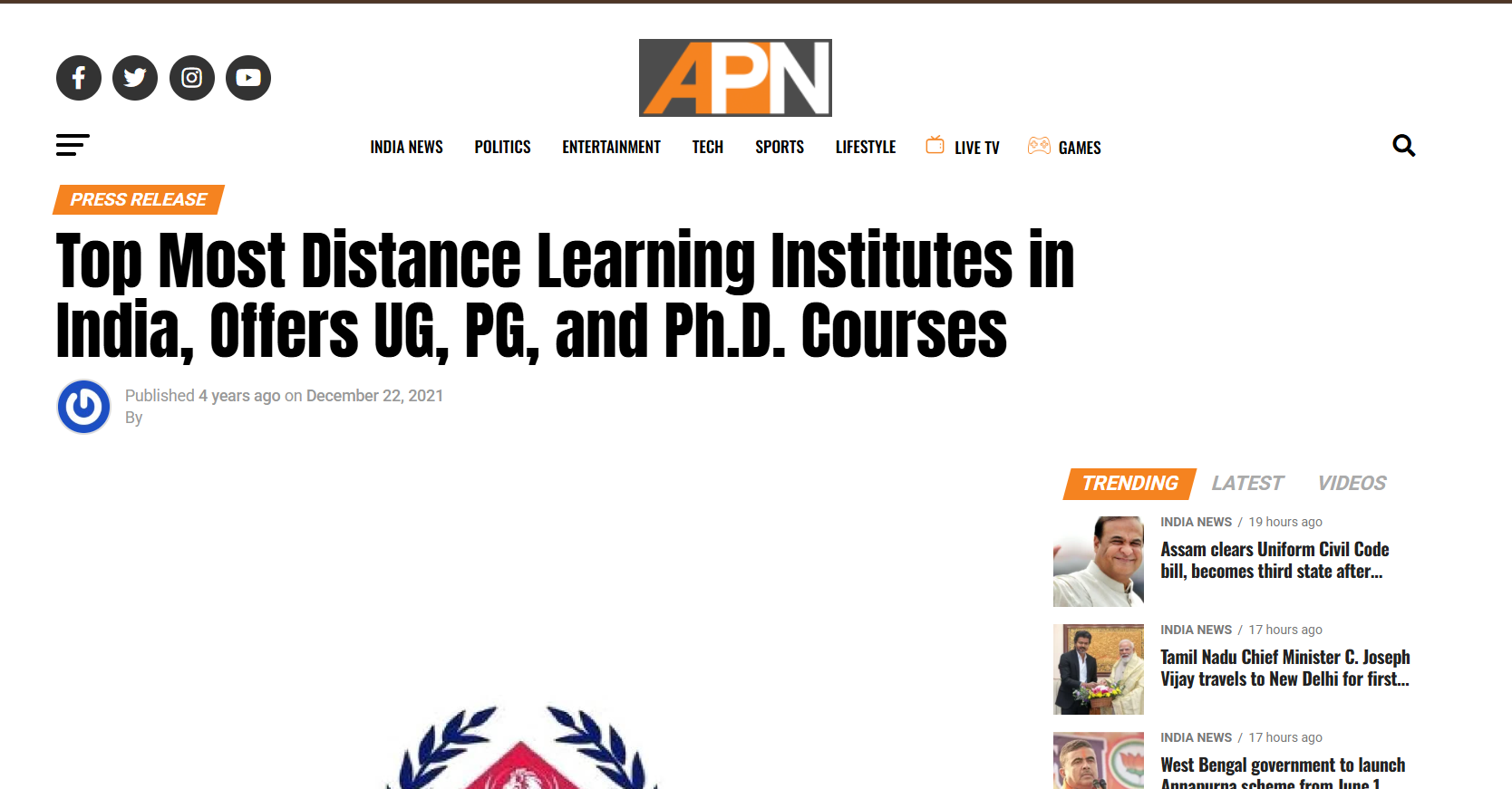 Topmost Distance Learning Institutes in India – Offering UG, PG and Ph.D Courses