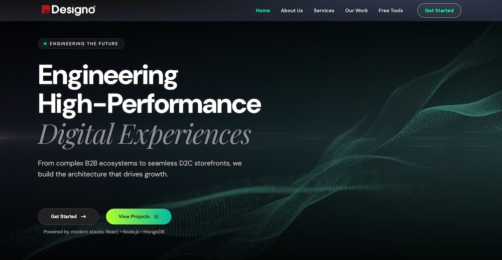 The Redesigno website: engineering high-performance digital experiences with React, Node.js and MongoDB