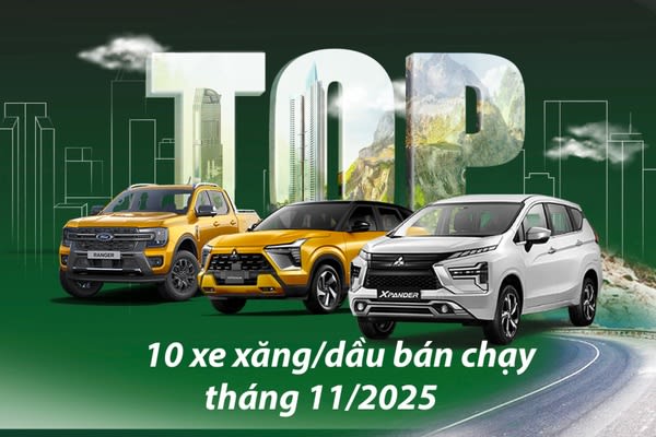 10 ô tô xăng/dầu bán chạy tháng 11: HR-V góp mặt, xe Hàn vắng bóng