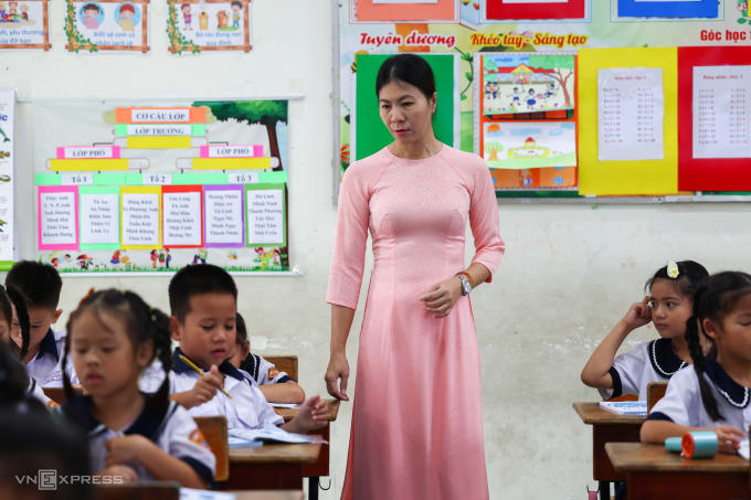 Học sinh trường tiểu học Bùi Văn Mới, phường Phước Long, TP HCM, tháng 9/2025, TP HCM. Ảnh: Quỳnh Trần