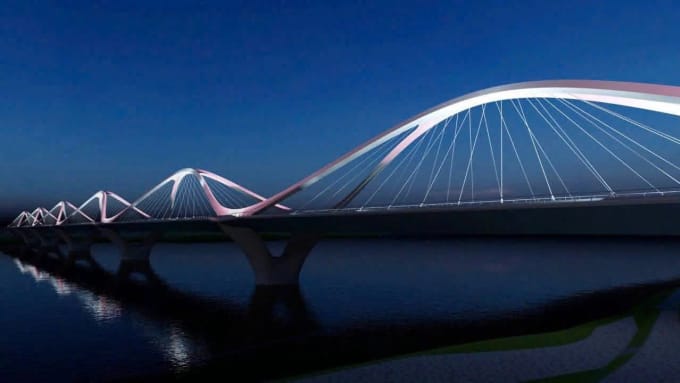 Cầu Trần Hưng Đạo bắc qua sông Hồng. Ảnh: Chủ đầu tư cung cấp