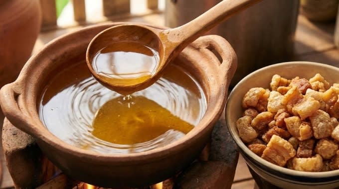 Dùng mỡ heo hợp lý giúp cải thiện sức khỏe tim mạch. Ảnh được tạo bởi AI