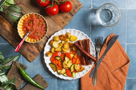 Merguez met gegrilde zomergroenten
