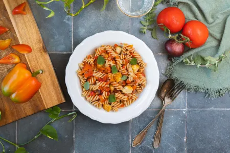 Pasta met geroosterde groenten