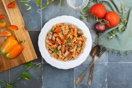 Pasta met geroosterde groenten