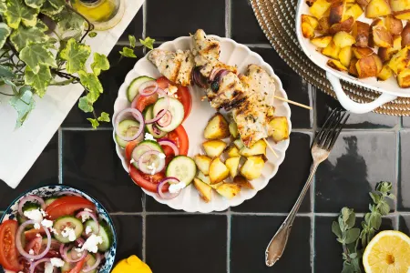 Souvlaki met Griekse salade