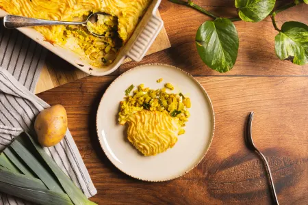 Ovenschotel met prei, tofugehakt