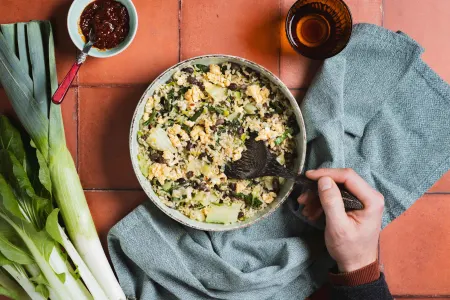 Gebakken rijst met roerei