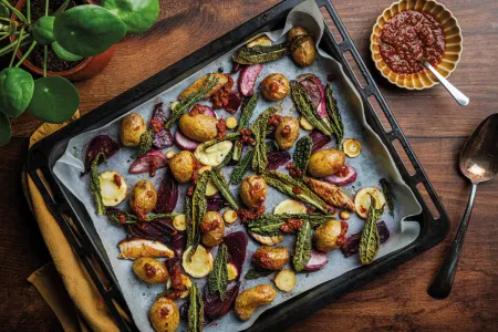 Traybake met pastinaak, palmkool, kip