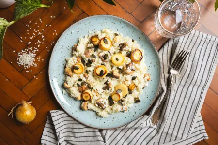 Champignonrisotto met wortelpeterselie