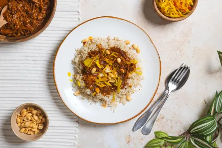 Rendang van witte kool en seitan