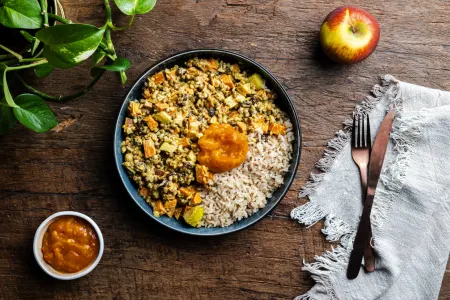 Roerbak-bobotie met linzen