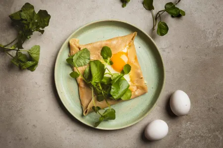 Bretonse galette met waterkers