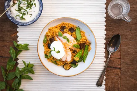 Couscous met peultjes en gerookte kip
