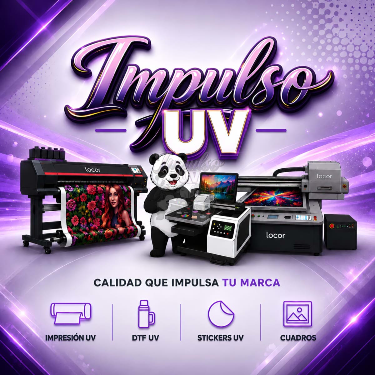 Impresión UV en vinilo blanco con cama plana.