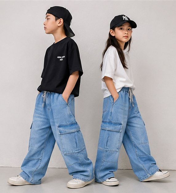 Kids Six Pocket Baggy Jeans