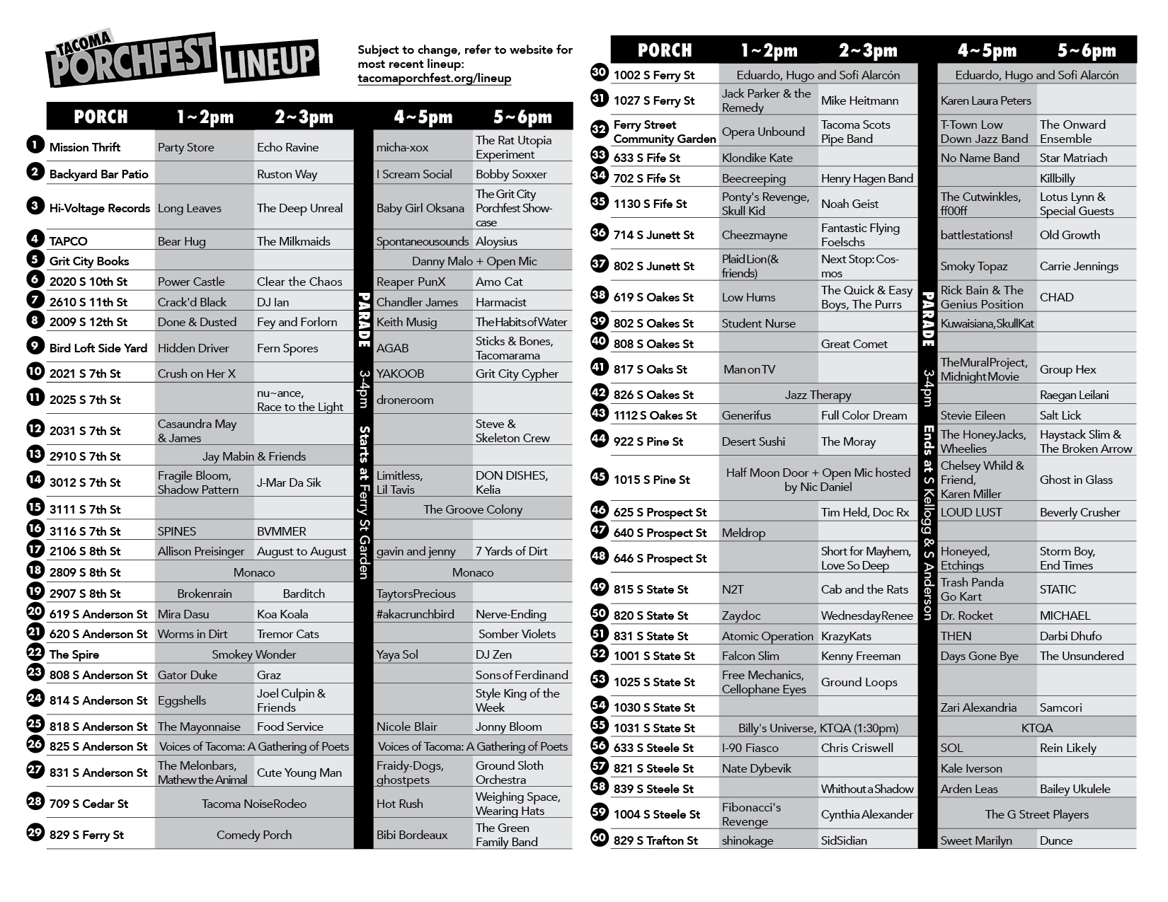 Festival Guide Porchfest