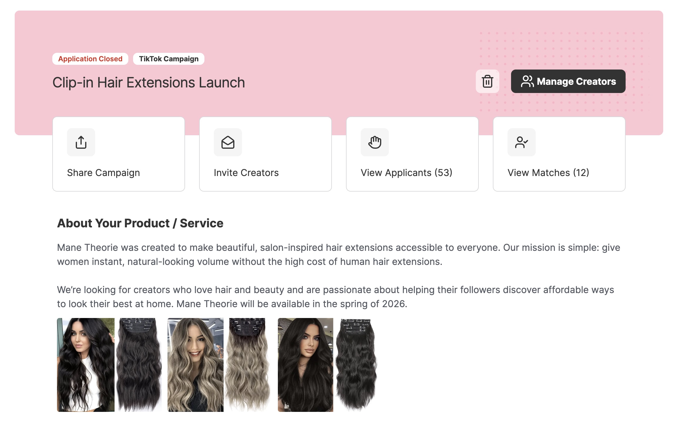 Mane Theorie product