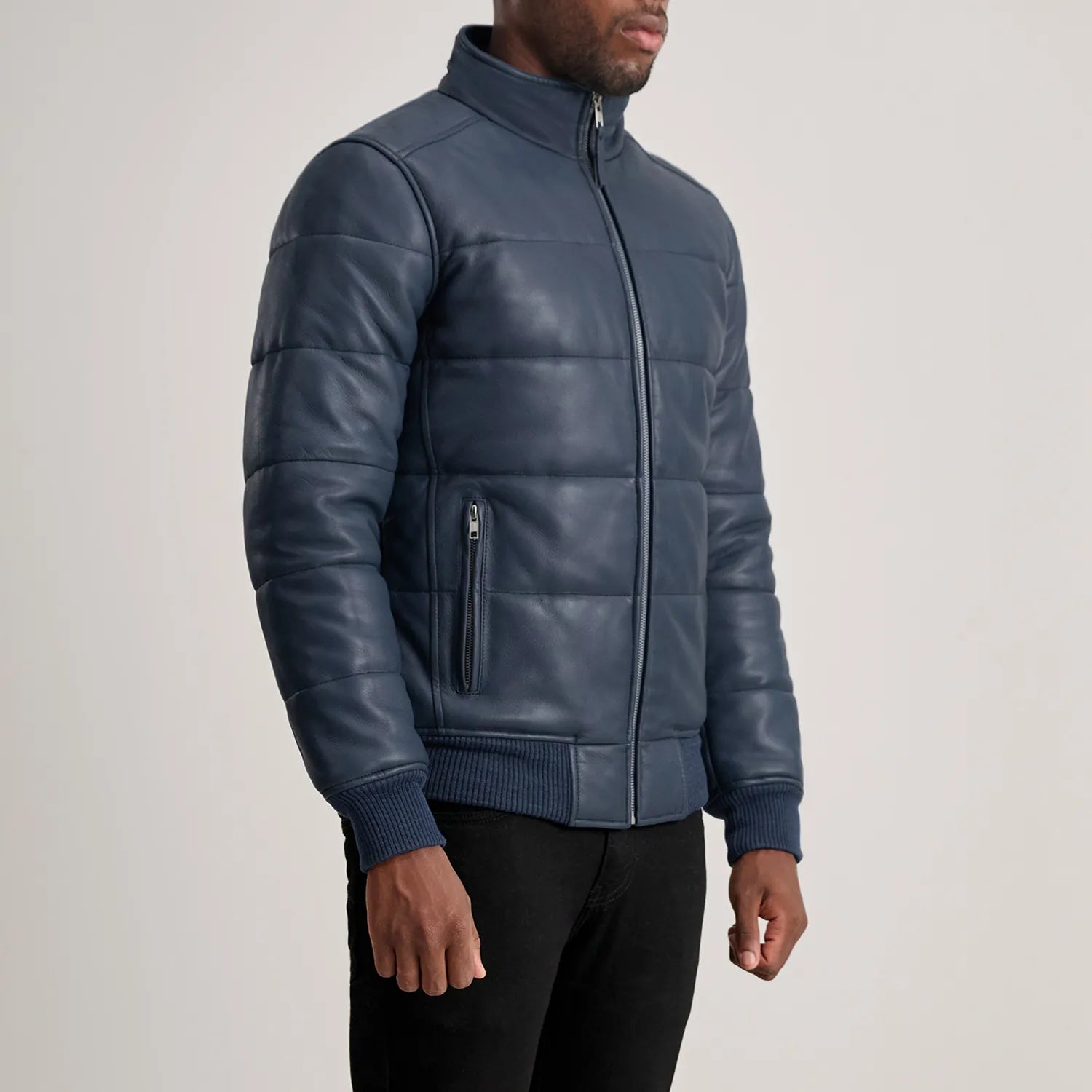 Lucas Men's Sheepskin Leather Puffer Bomber Jacket finest raw materials