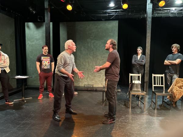 Michael Petted coaching actors during a scene study class