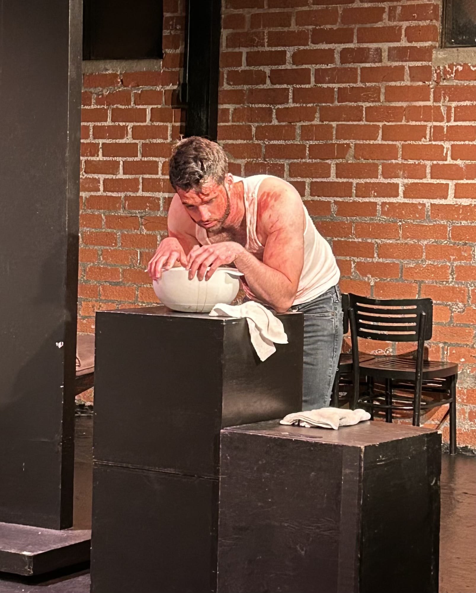 Actors actively working on scenes in class