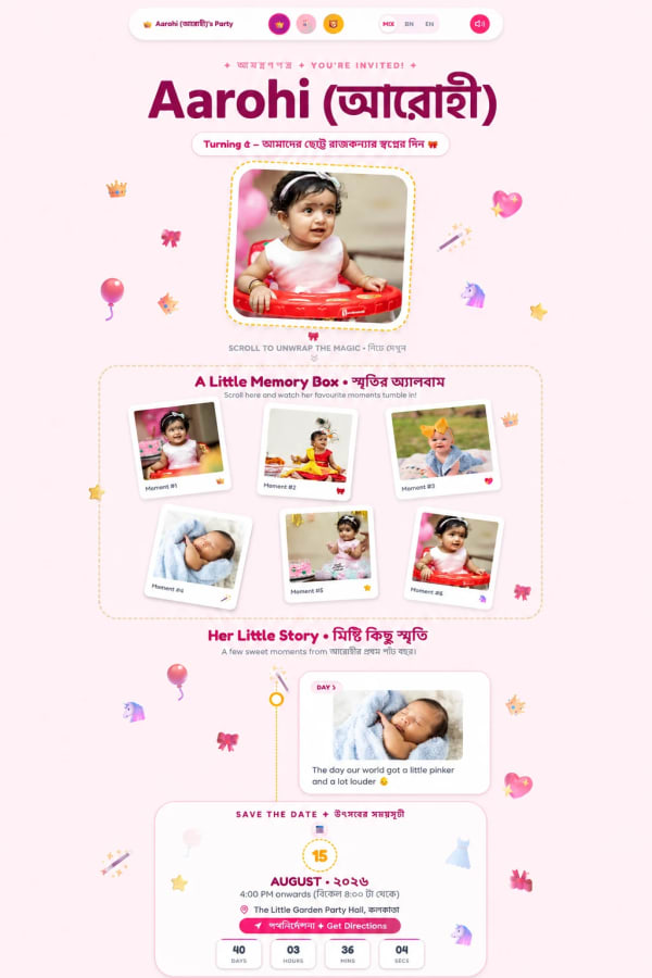 Kids Princess Blush Birthday