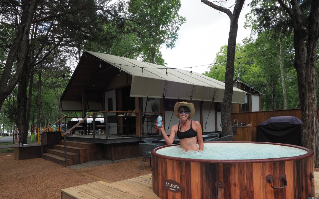 Stay in a cabin, a safari tent or an Airstream trailer at North Shore Park at Lake Bastrop