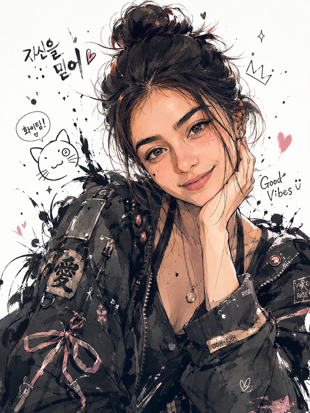 Korean Ink Sketch Art — Anime AI prompt example