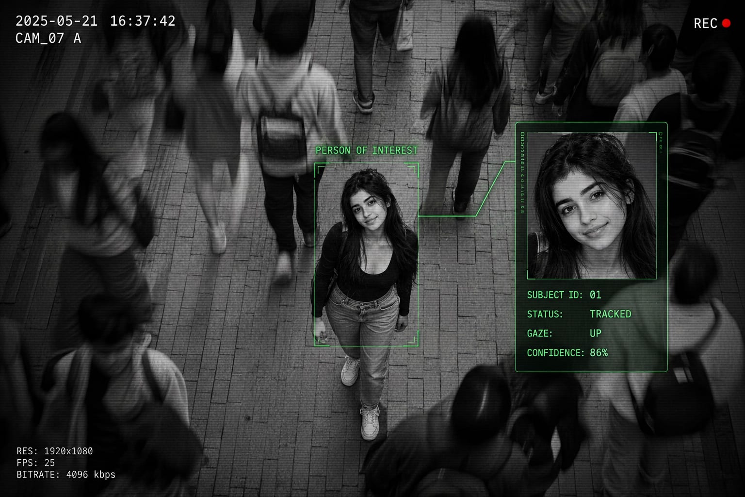 PicSzn AI prompt example: CCTV AI Recognition