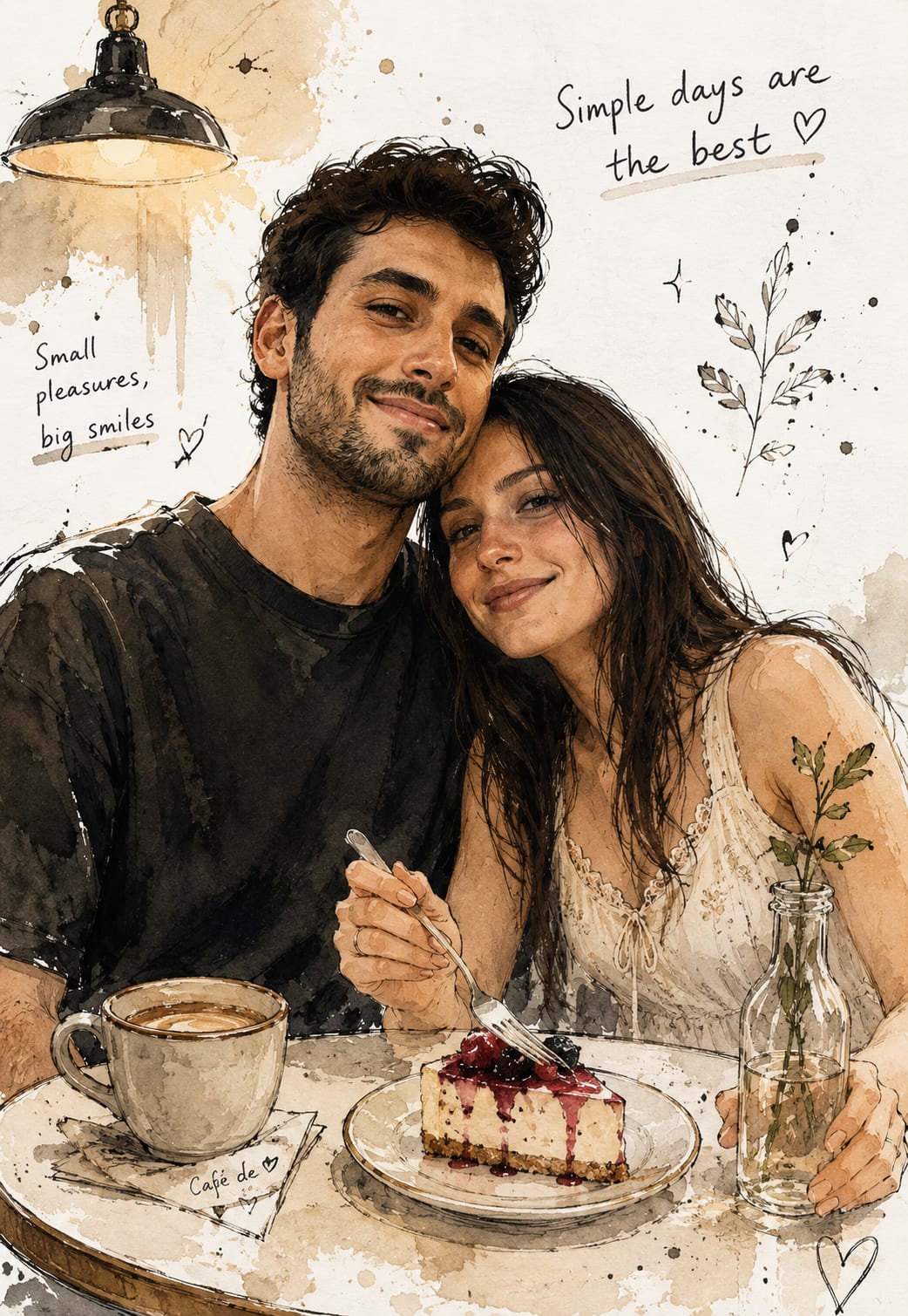 Cozy Café Watercolor — Anime AI prompt example