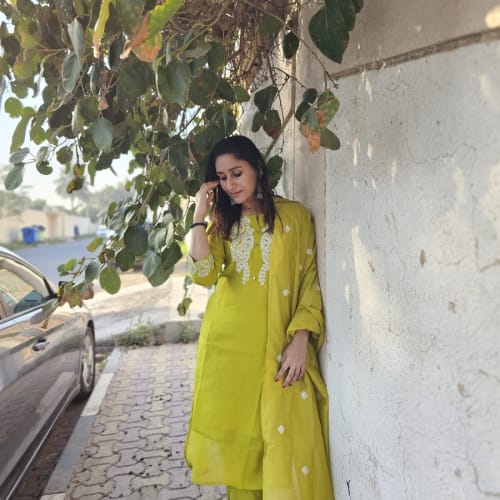 Lime Green cotton salwar suit