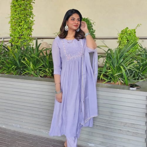 Mulchanderi Salwar Suit_Lavender