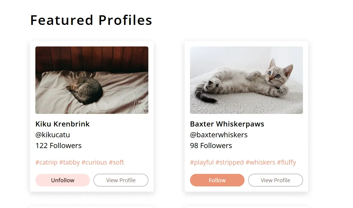 Catspace feature profiles