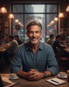 Cafe scene for AI influencer generator