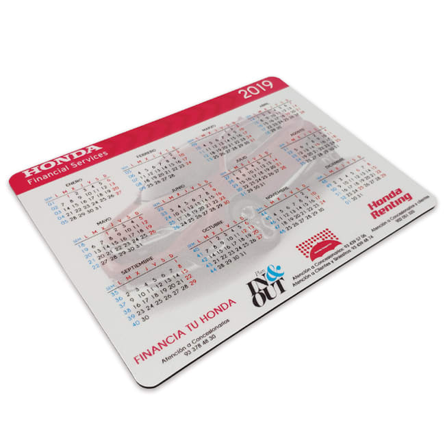 Calendarios publicitarios con forma de alfombrilla