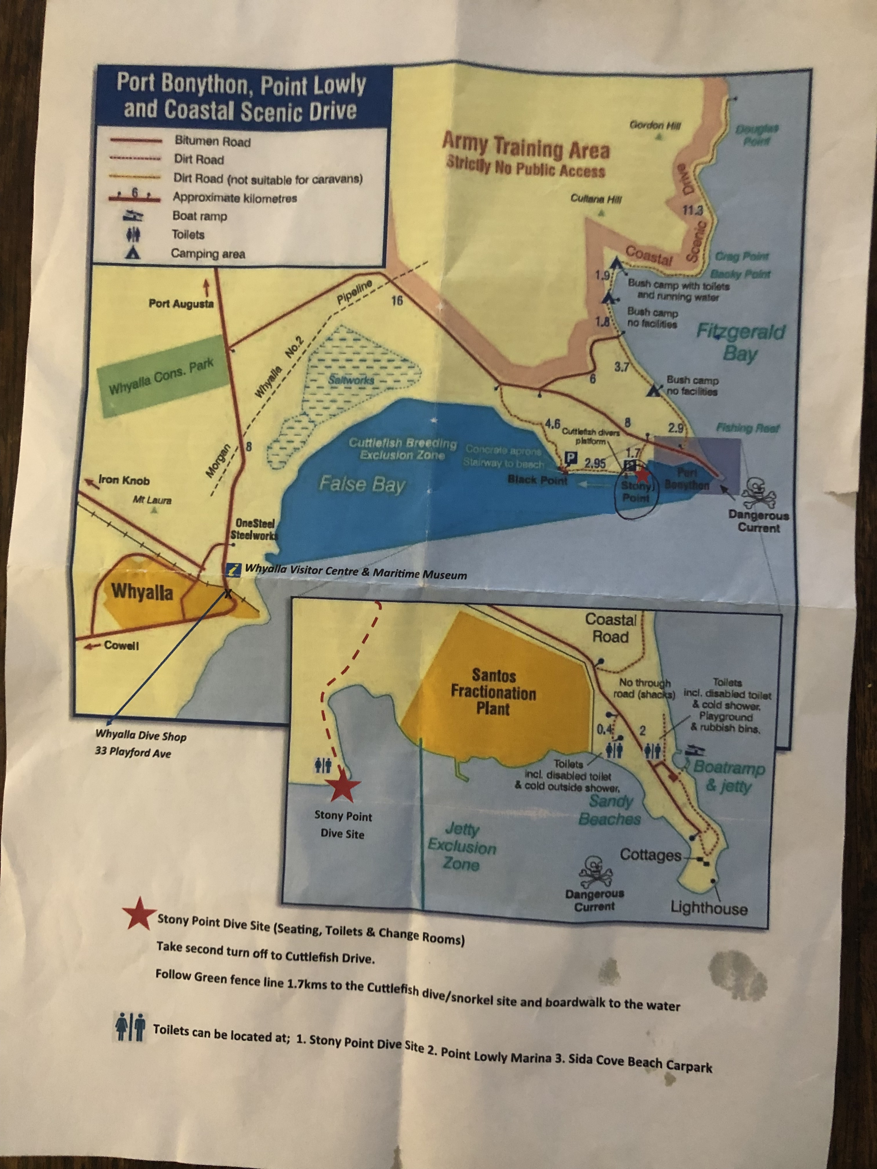 Stony point map whyalla diving services