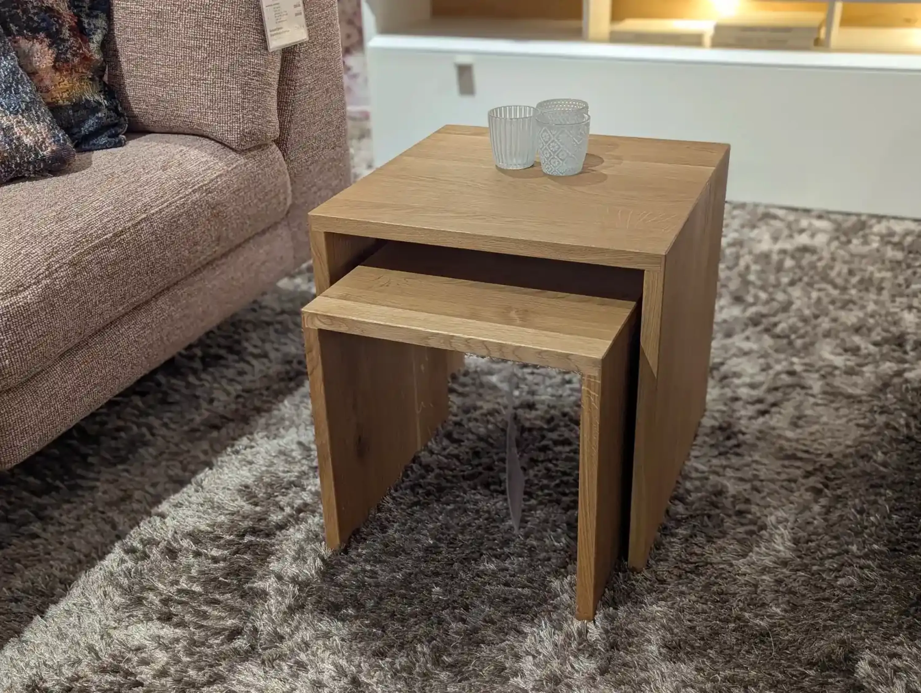 Couchtisch-Set Wildeiche massiv