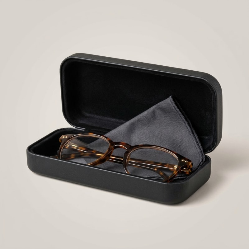 Deluxe Hard Shell Eyeglass Case with Cleaning Cloth