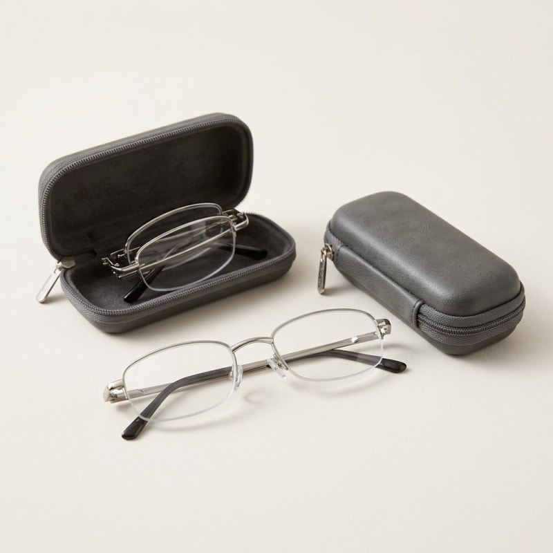 Folding Reading Glasses +1.5 Power - Compact Travel Case