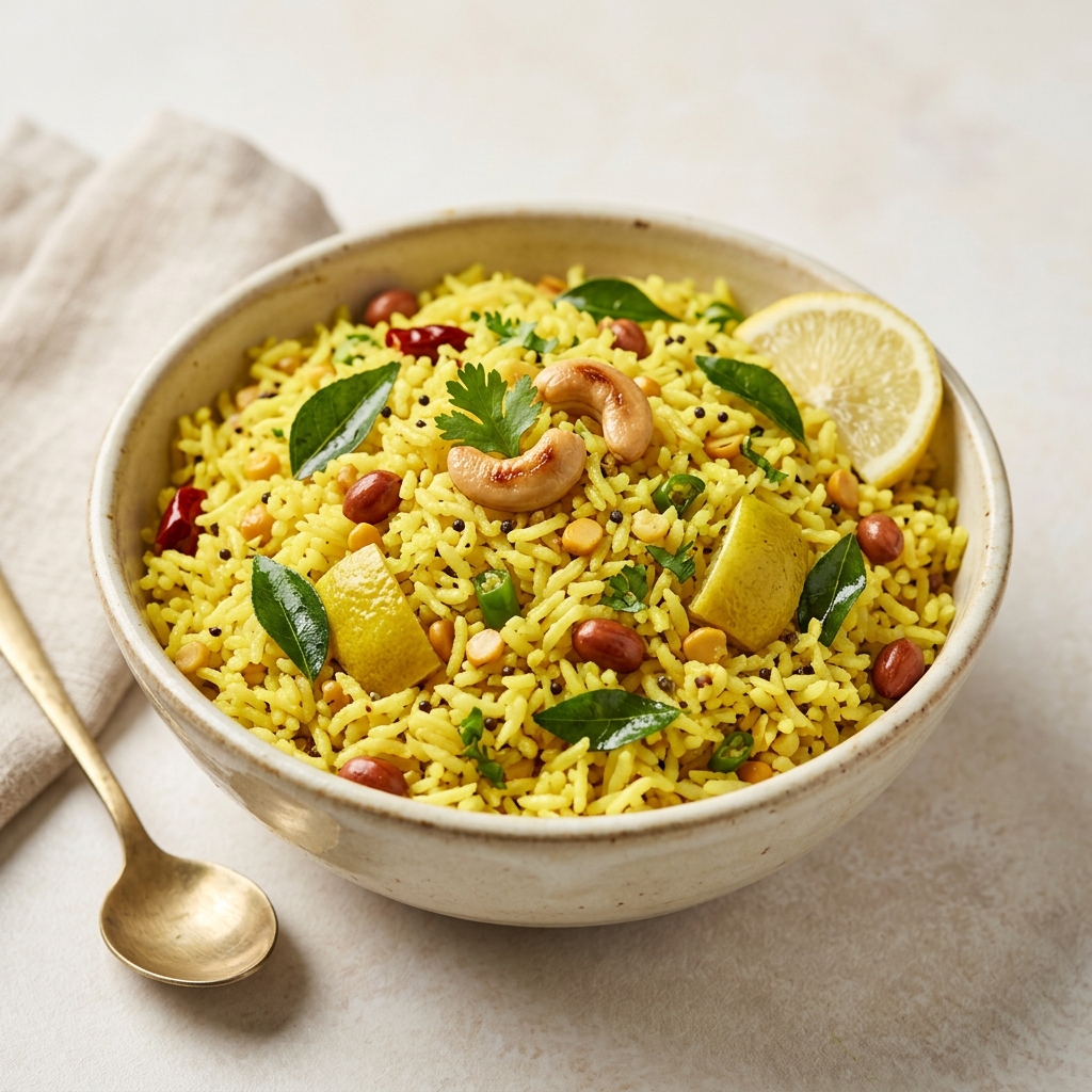 Lemon Rice (Puliyodarai) - Tangy Temple Style