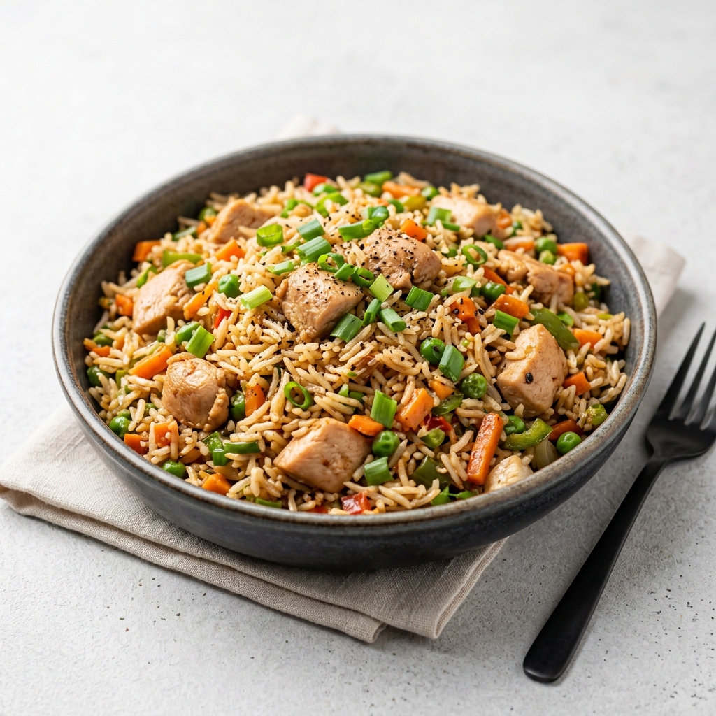 Chicken Fried Rice - Indo-Chinese Style Wok Tossed