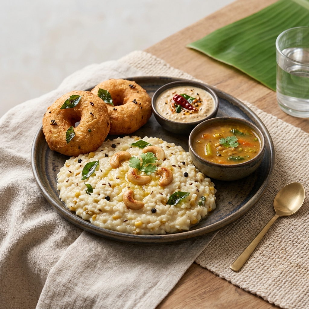 Pongal with Vadai - Traditional Festival Breakfast