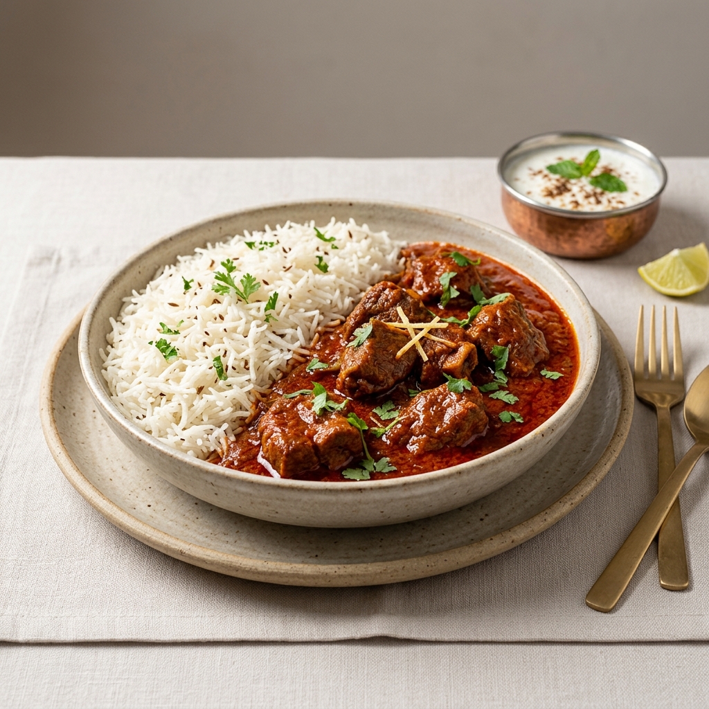 Mutton Rogan Josh with Rice