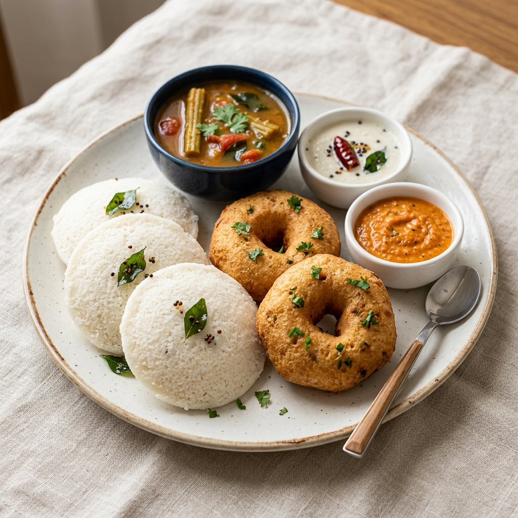Idli Vada Combo - Traditional South Indian Breakfast