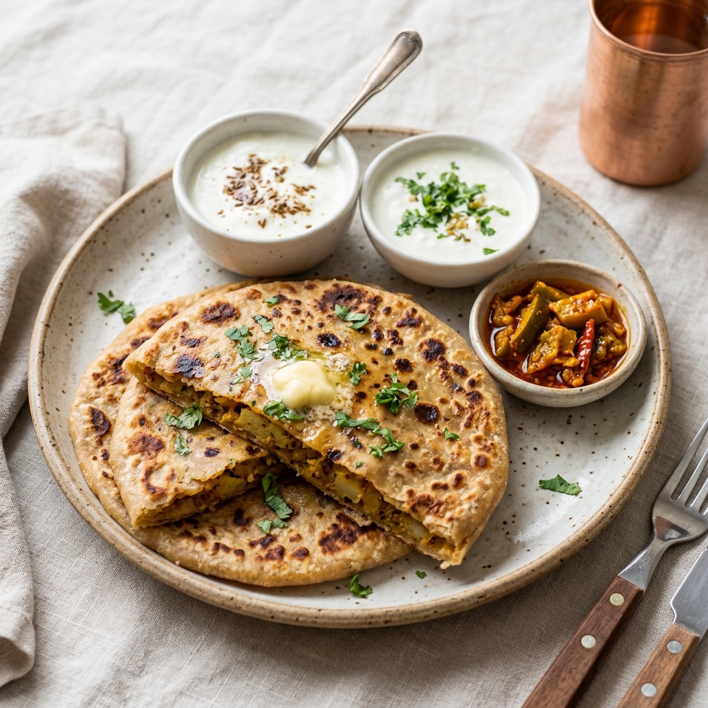 Aloo Paratha with Curd & Pickle (2 Pcs)