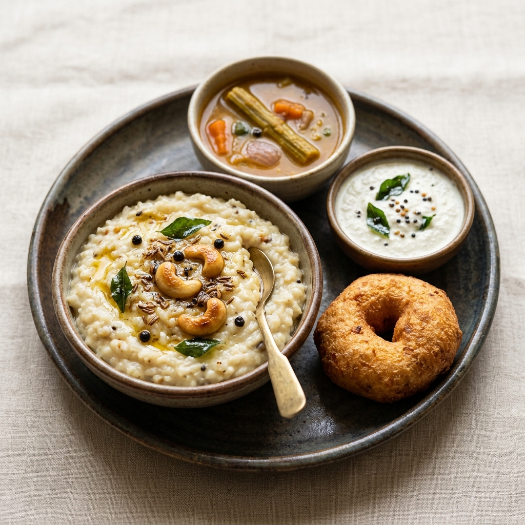 Pongal with Ghee Roast - Traditional Comfort Food