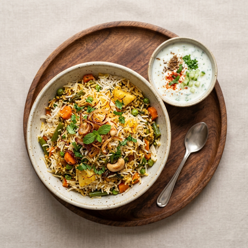 Veg Biryani with Raita
